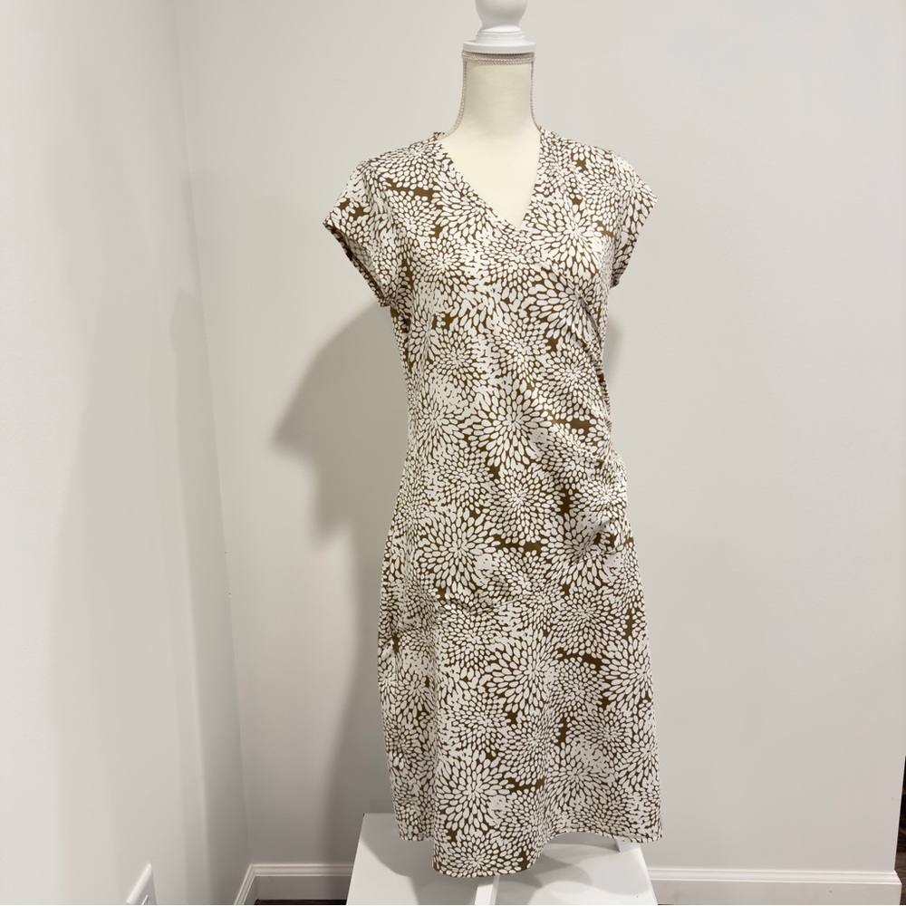 Athleta White and Brown Patterned Dress